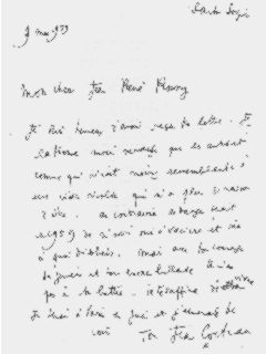 Lettre de Jean Cocteau à Jean-Pierre Rosnay 
